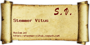 Stemmer Vitus névjegykártya